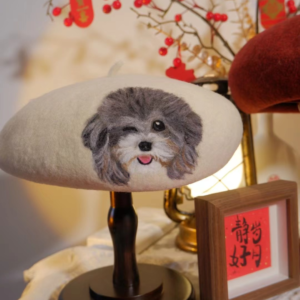 Dog Felt Painting Beret